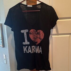 Y2K American buddha Black 'I Love Karma' Tee